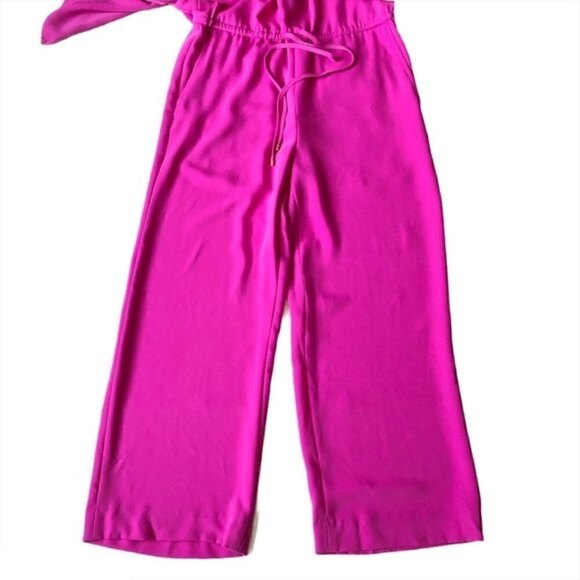 Lauren Ralph Lauren Jumpsuit NWT Magenta Off Shoulder Wide Leg Barbiecore Size 2 - Picture 6 of 12